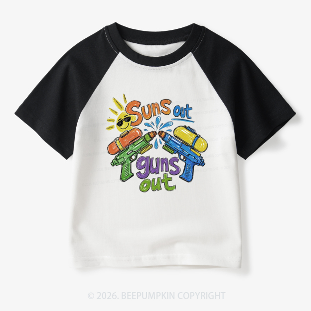 Funny Summer Suns Out Toddler&Kids Retro Raglan T-shirt