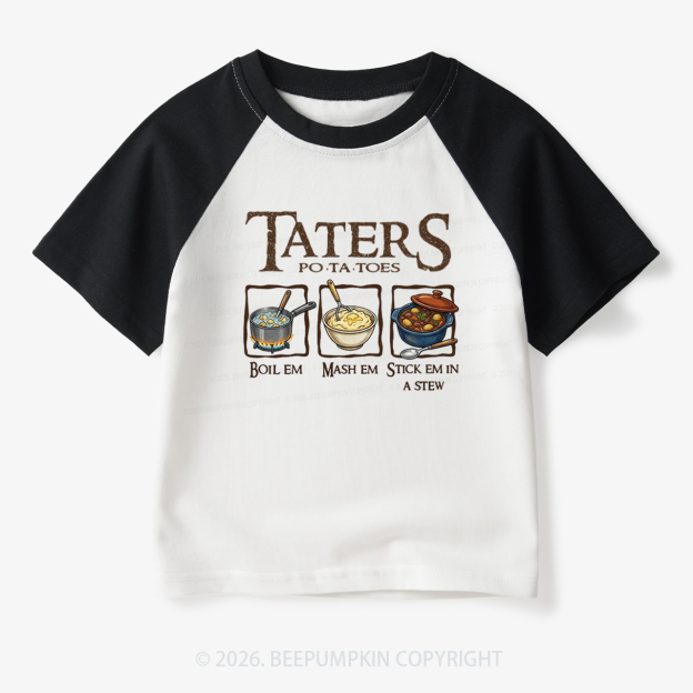 Taters Potatoes Funny Toddler&Kids Retro Raglan T-shirt