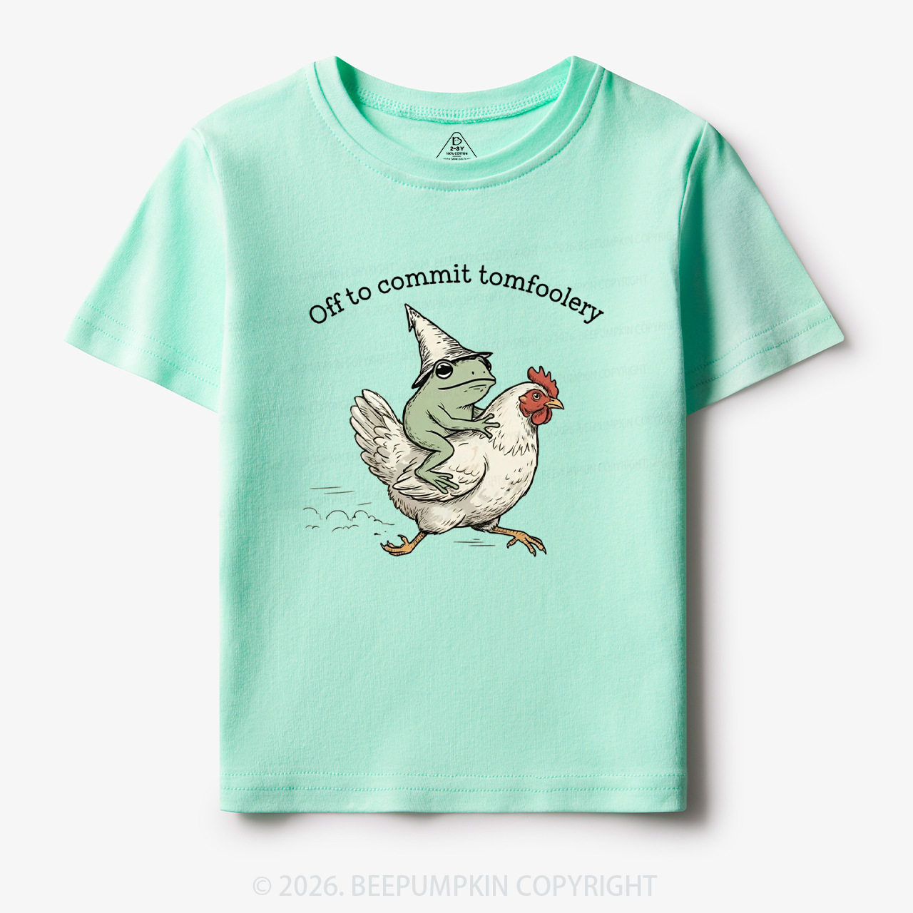 Frog Riding Chicken Off to Commit Tomfoolery Toddler&Kid's Tees