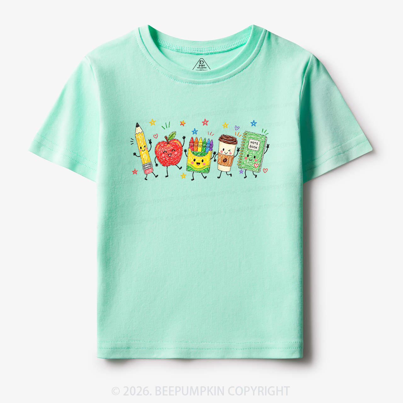 Cute Crayon Apple Pencil Notebook Toddler&Kid's Tees