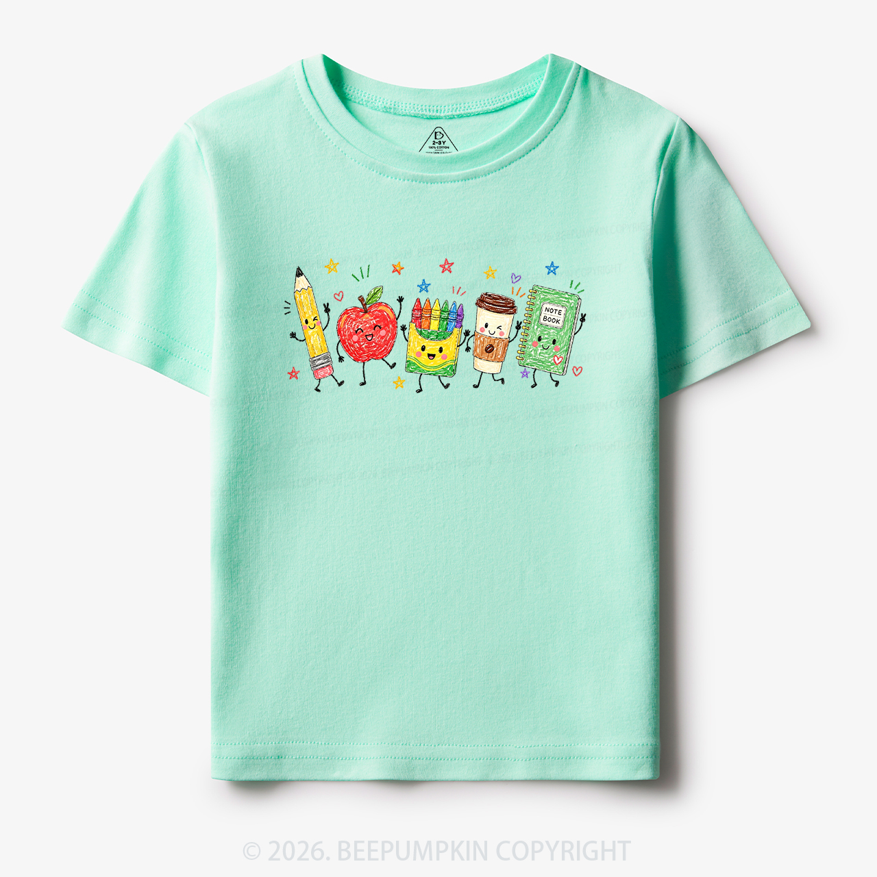 Cute Crayon Apple Pencil Notebook Toddler&Kid's Tees
