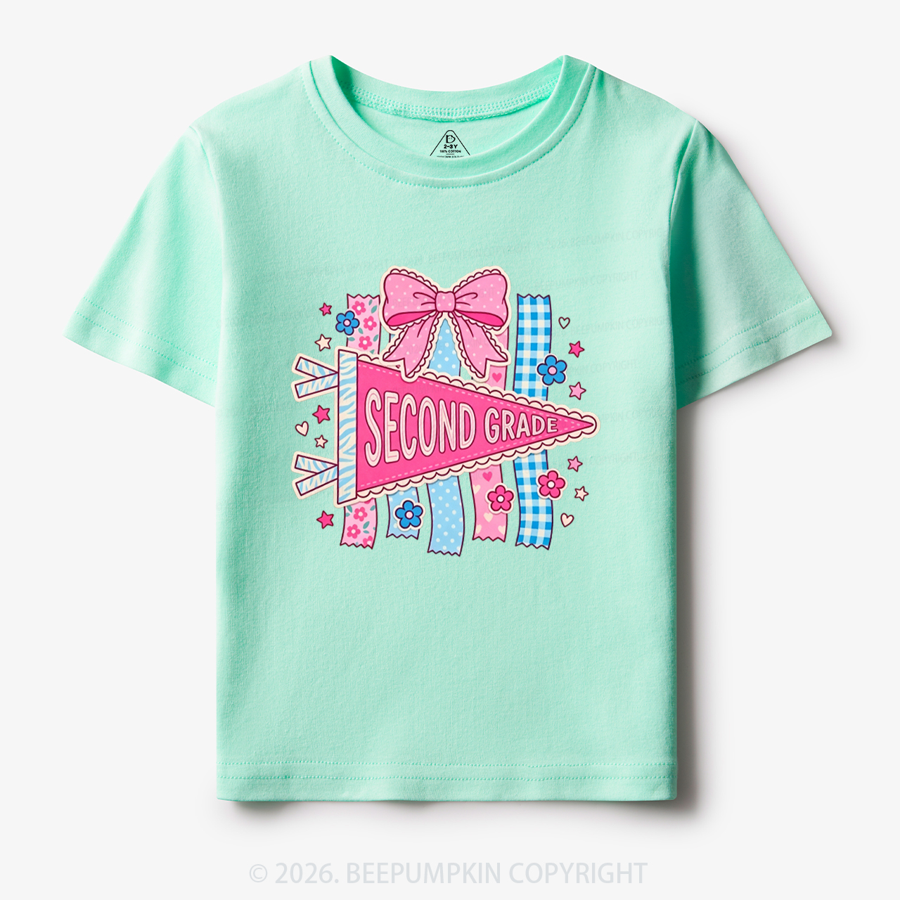 Personalized Pink Bow Pennant Back To School Toddler&Kid's Tees
