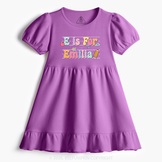Personalized Cute Alphabet Back To School Toddler&Kid's Ruffle Dress