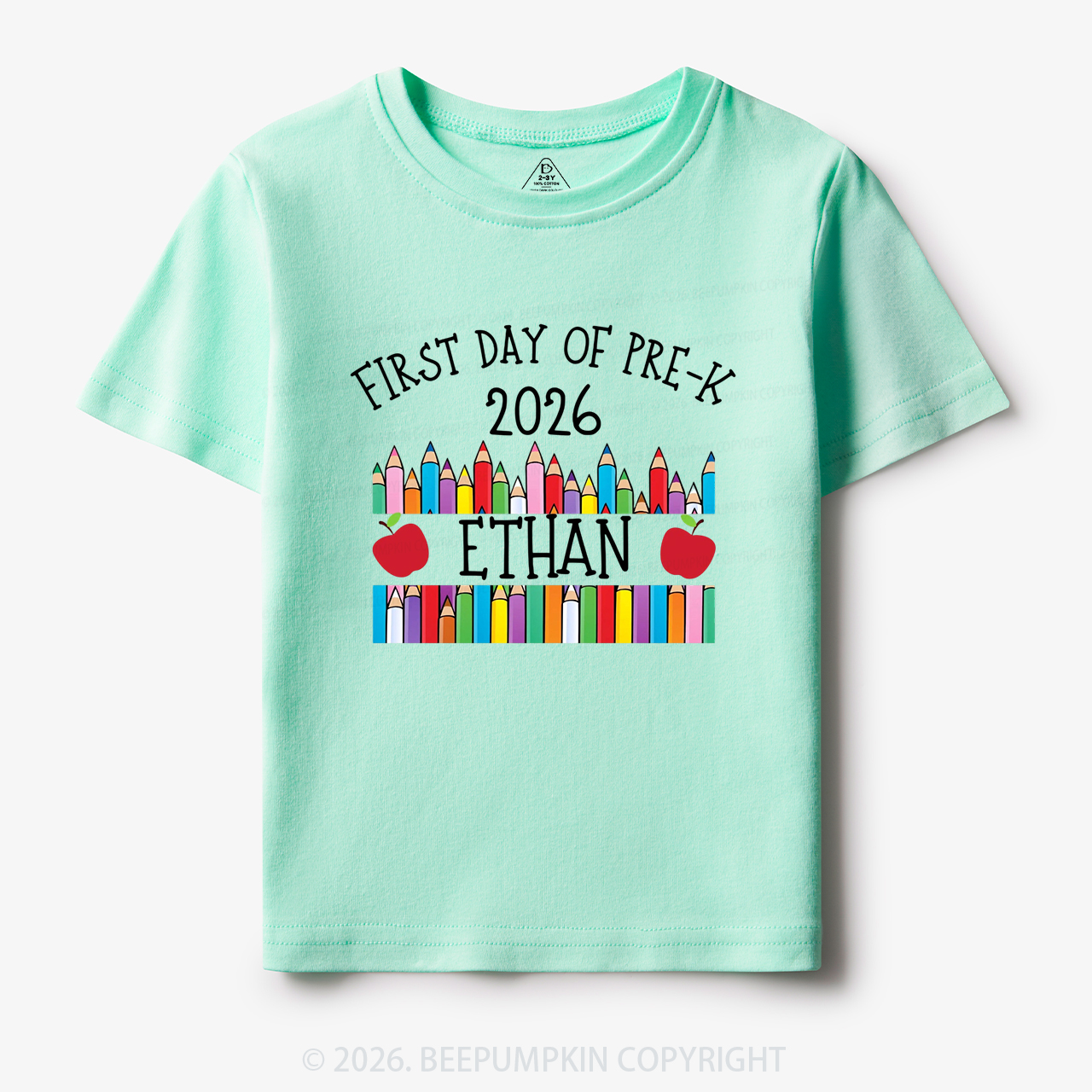 Personalized First Day Of Pre-K Crayon Toddler&Kid's Tees