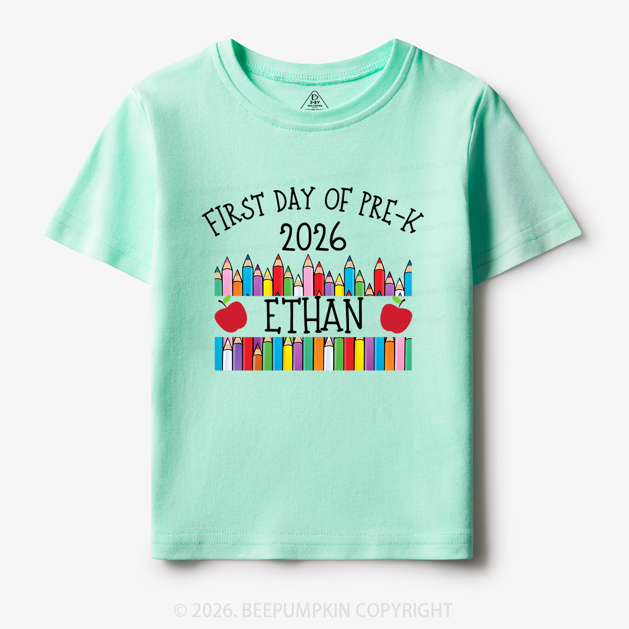 Personalized First Day Of Pre-K Crayon Toddler&Kid's Tees