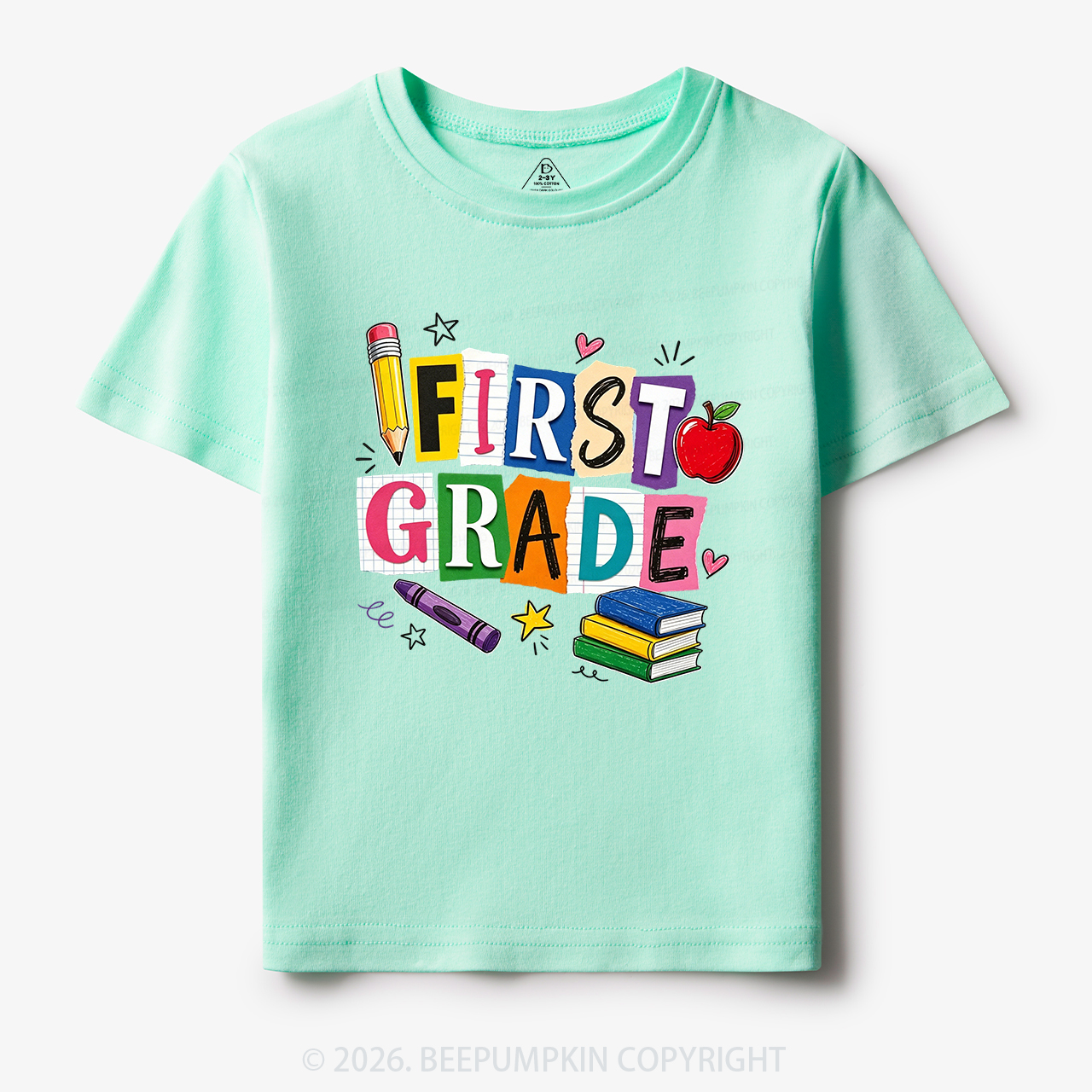 Personalized Colorful Bright School Vibes Doodle Toddler&Kid's Tees