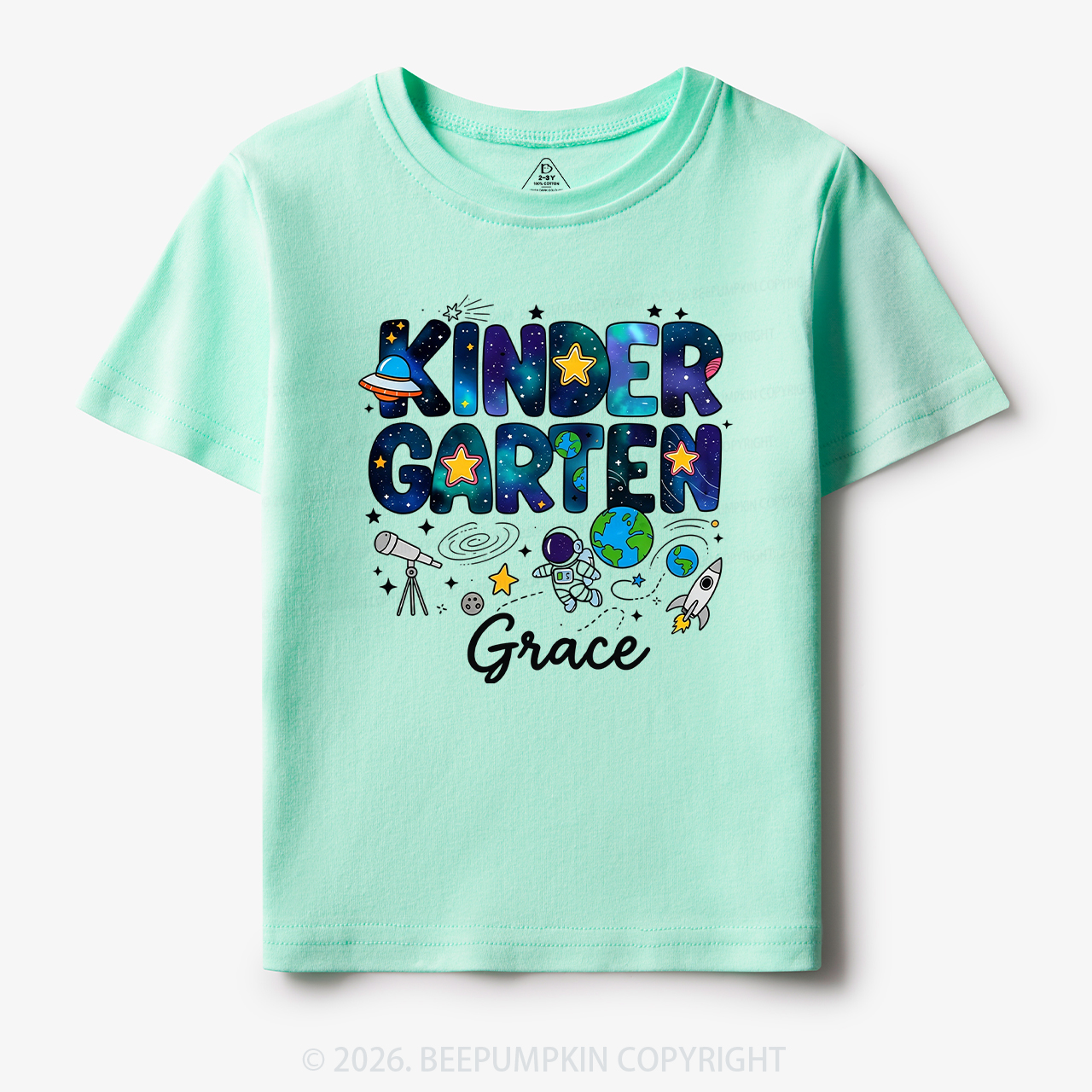 Personalized First Day of Kindergarten Outer Space Toddler&Kid's Tees
