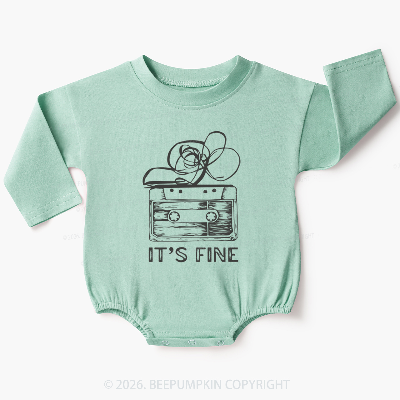 Retro Cassette Tape It’s Fine Baby Bubble Romper