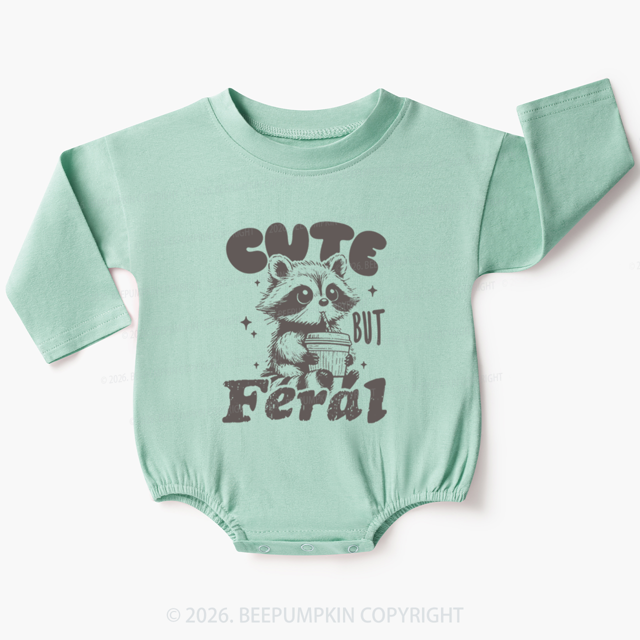 Funny Raccoon Cute But Feral Baby Bubble Romper