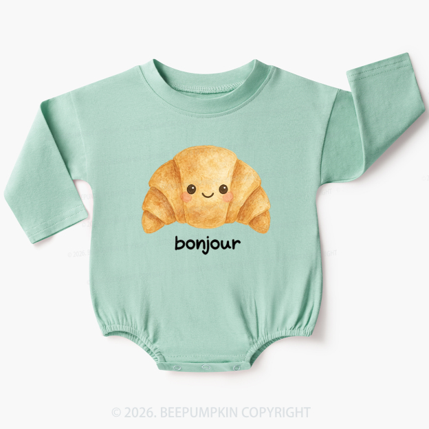 Bonjour Cute Croissant Baby Bubble Romper
