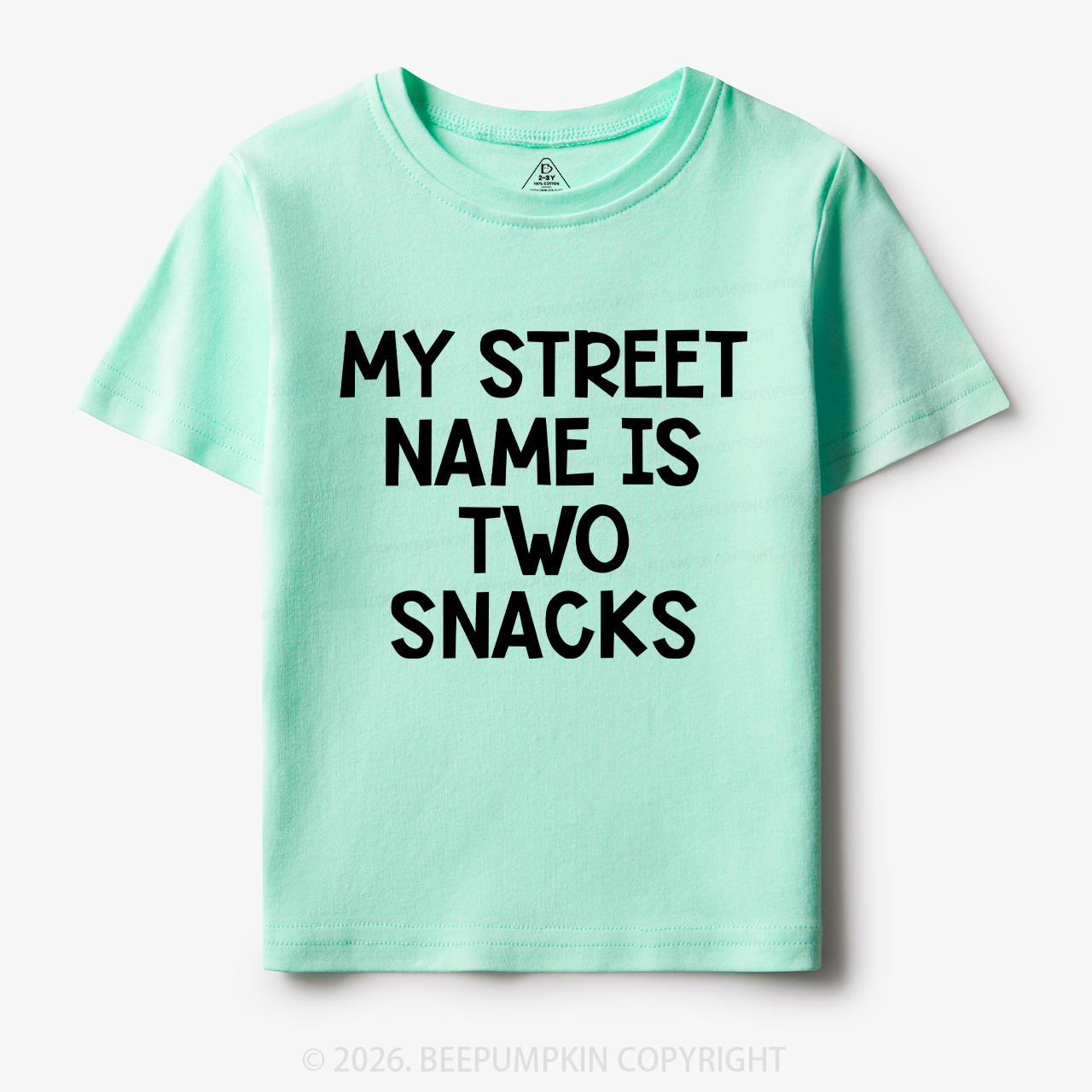 My Street Name Is Two Snacks Kids Shirt 7