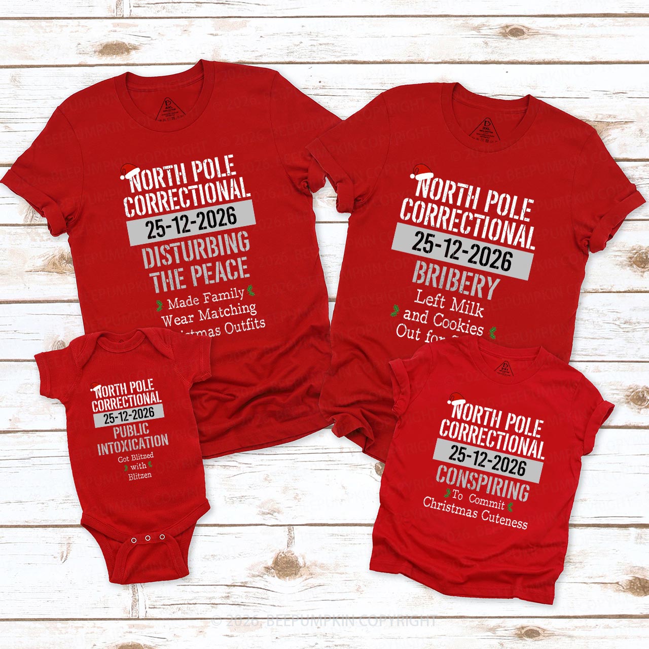Funny Group Christmas North Pole Correctional Matching T-shirts Beepumpkin
