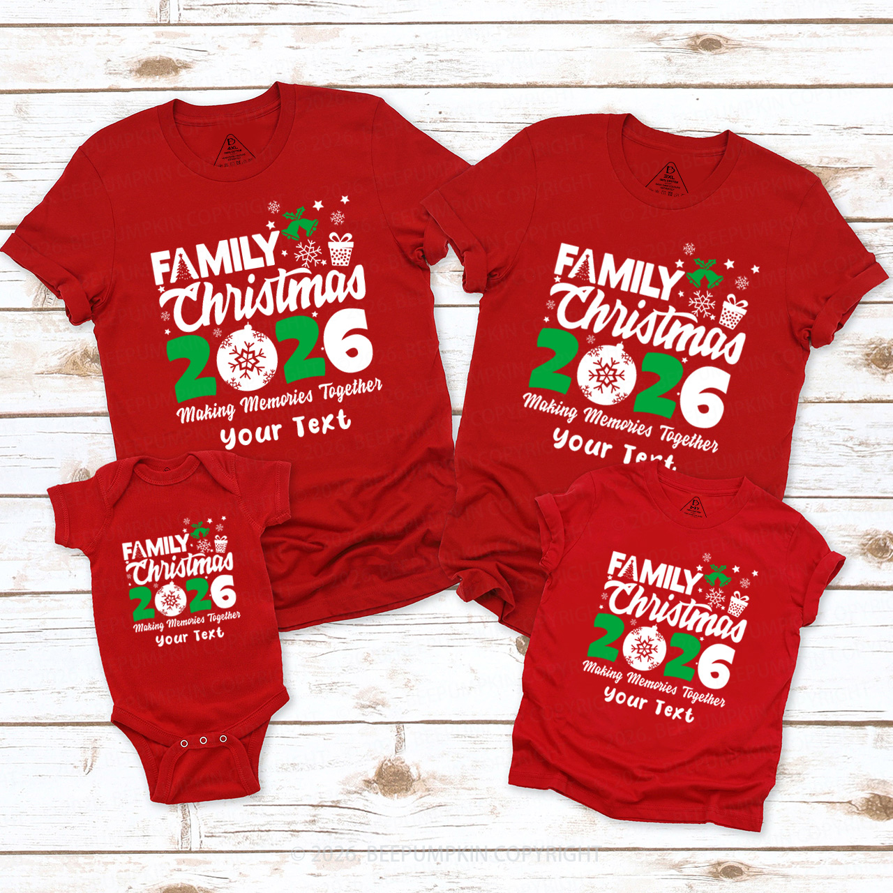 Personalized Christmas 2026 Family Matching T-Shirts Beepumpkin