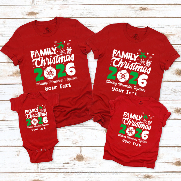 Personalized Christmas 2026 Family Matching T-Shirts Beepumpkin