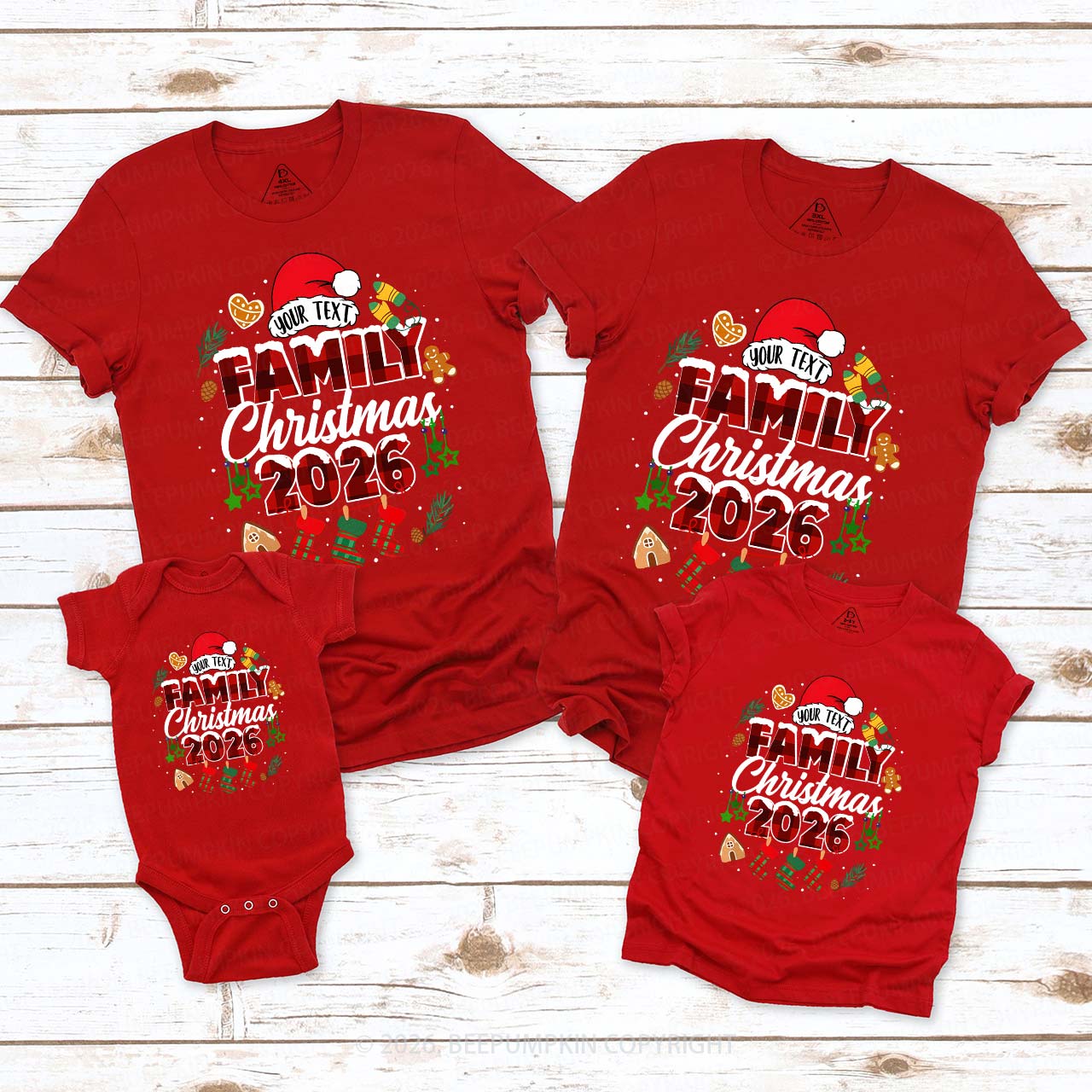 Personalized Gingerbread Snowflakes 2026 Family Matching T-Shirts Beepumpkin