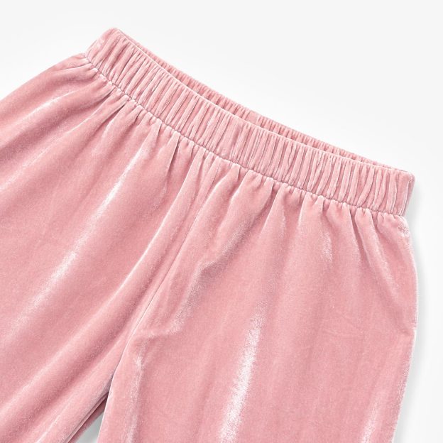 Girls' Pink Velvet Bell Bottom Flare Pants