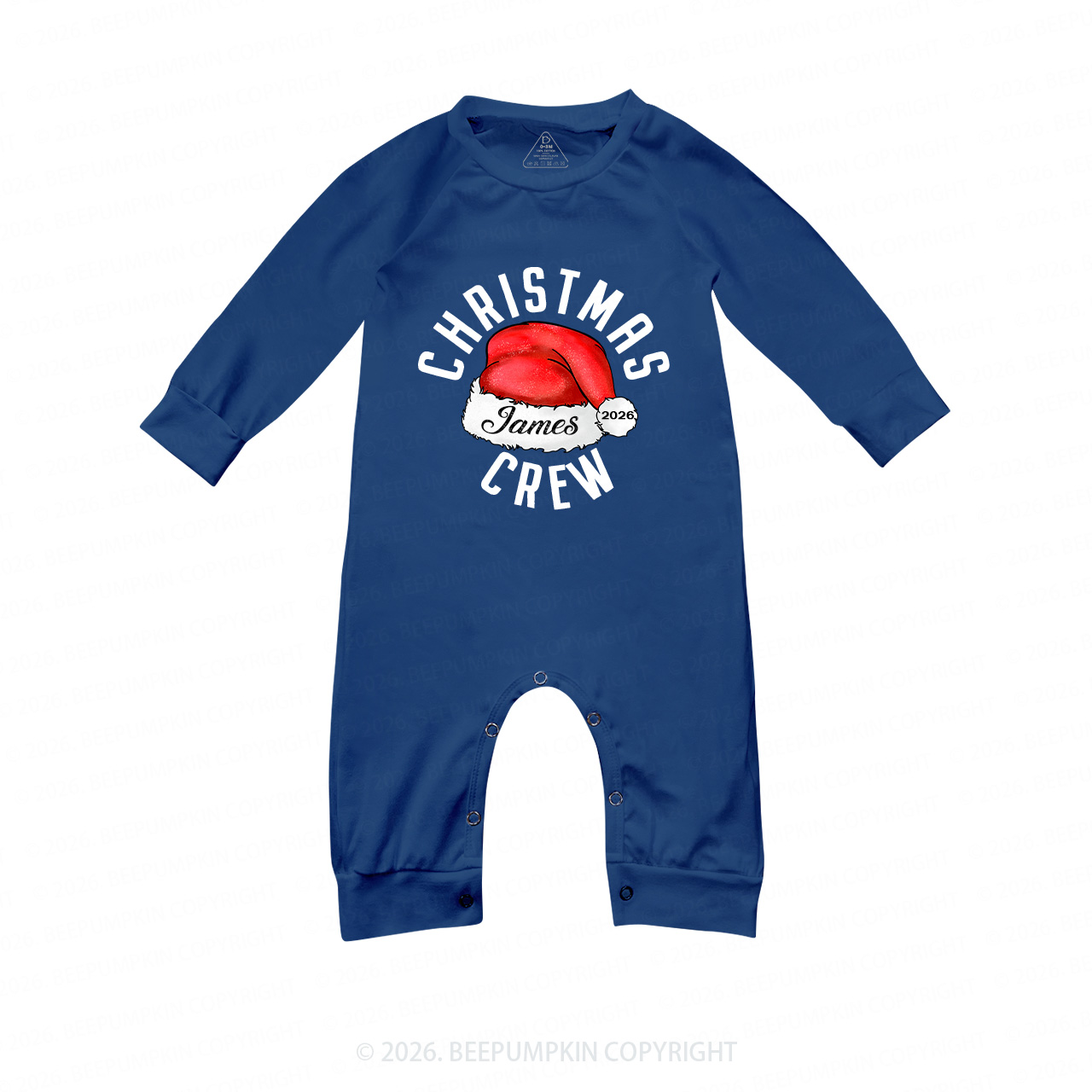 2026 Christmas Crew Santa Hat Family Matching Blue Pajamas Beepumpkin