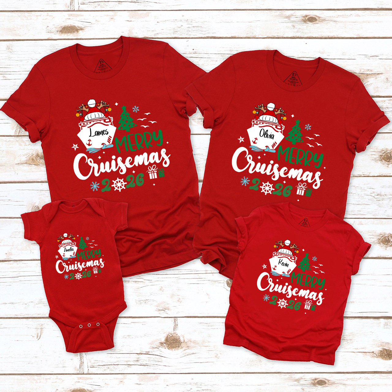 2025 Personalized Christmas Cruise Name Christmas Family Matching T-Shirts Beepumpkin