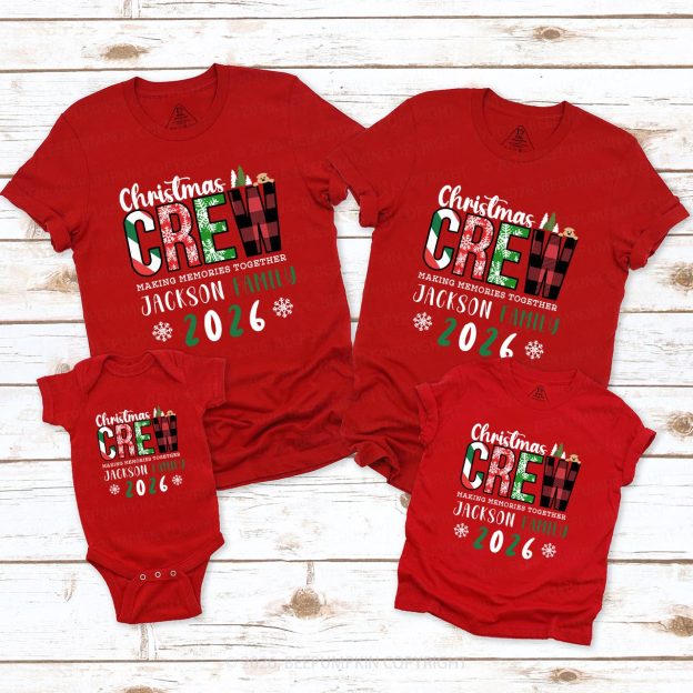 Personalized Christmas Crew 2026 Family Matching T-Shirts Beepumpkin