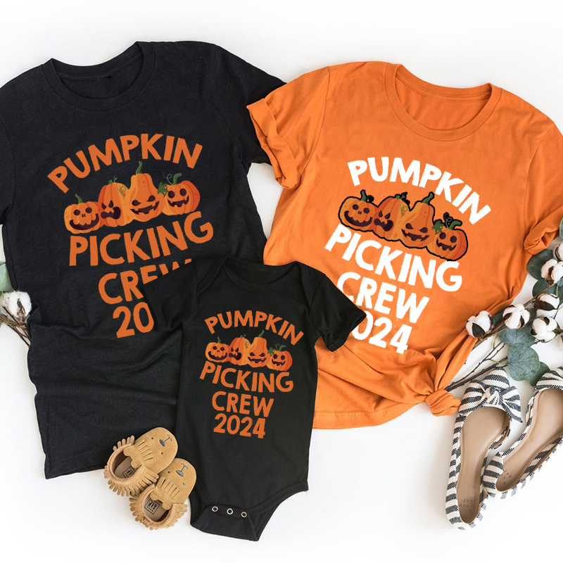 Pumpkin Picking Crew Halloween Matching Shirts
