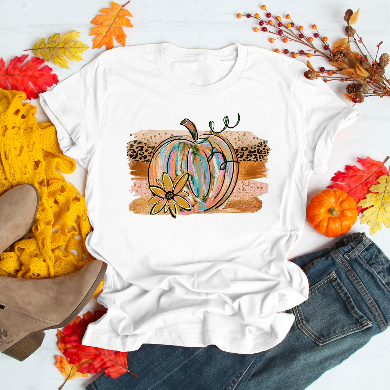  Beautiful Watercolor Pumpkin Shirt For Her