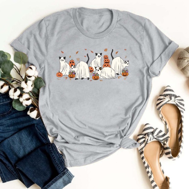 Halloween Spooky Season Ghost Cats T-shirt