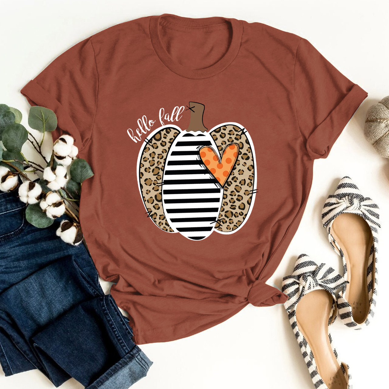 Cute Fall Graphic Pumpkin Shirt For Her