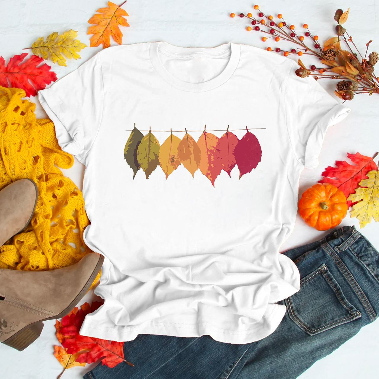 Fall Colorful Leaf Shirt For Her