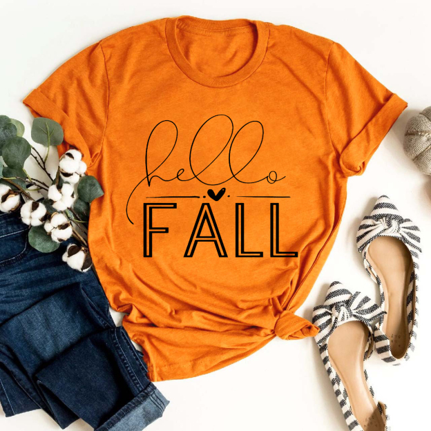 Hello Fall Heart Shirt For Her