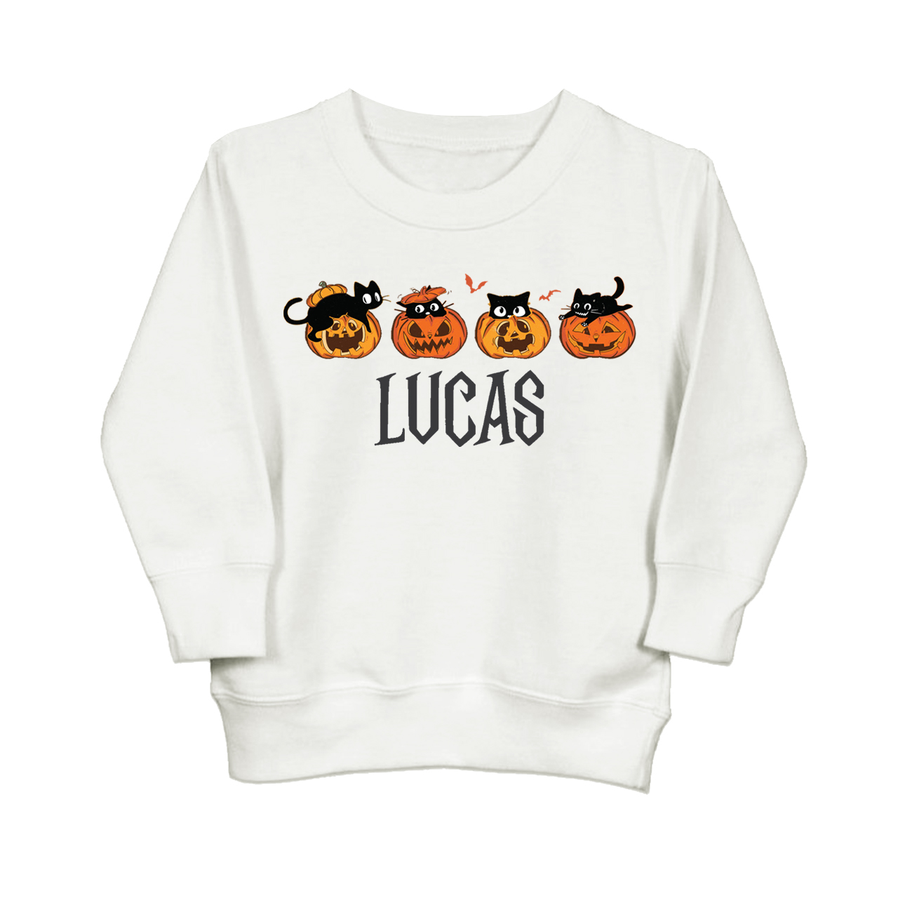 Halloween Pumpkin And Cat Kids Sweatshirt