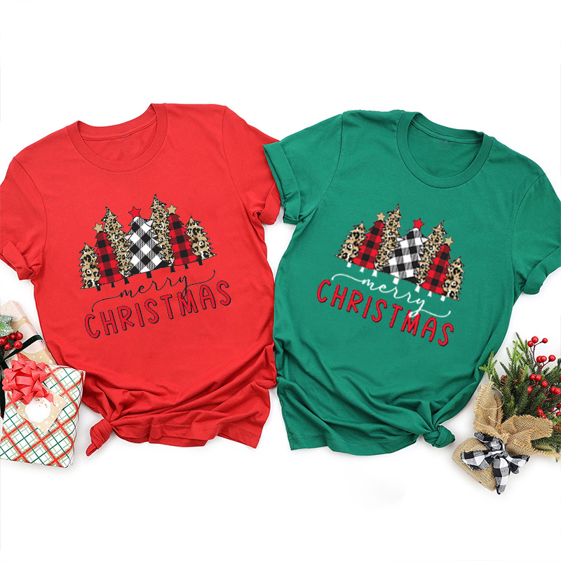 Leopard Print Christmas Tree Matching Shirt For Family