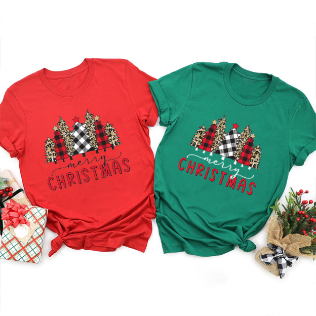 Leopard Print Christmas Tree Matching Shirt For Family