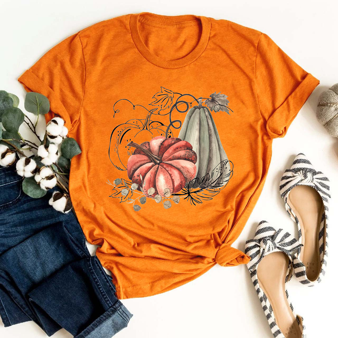 Beautiful Fall Pumpkin And Gourd Shirt For Her