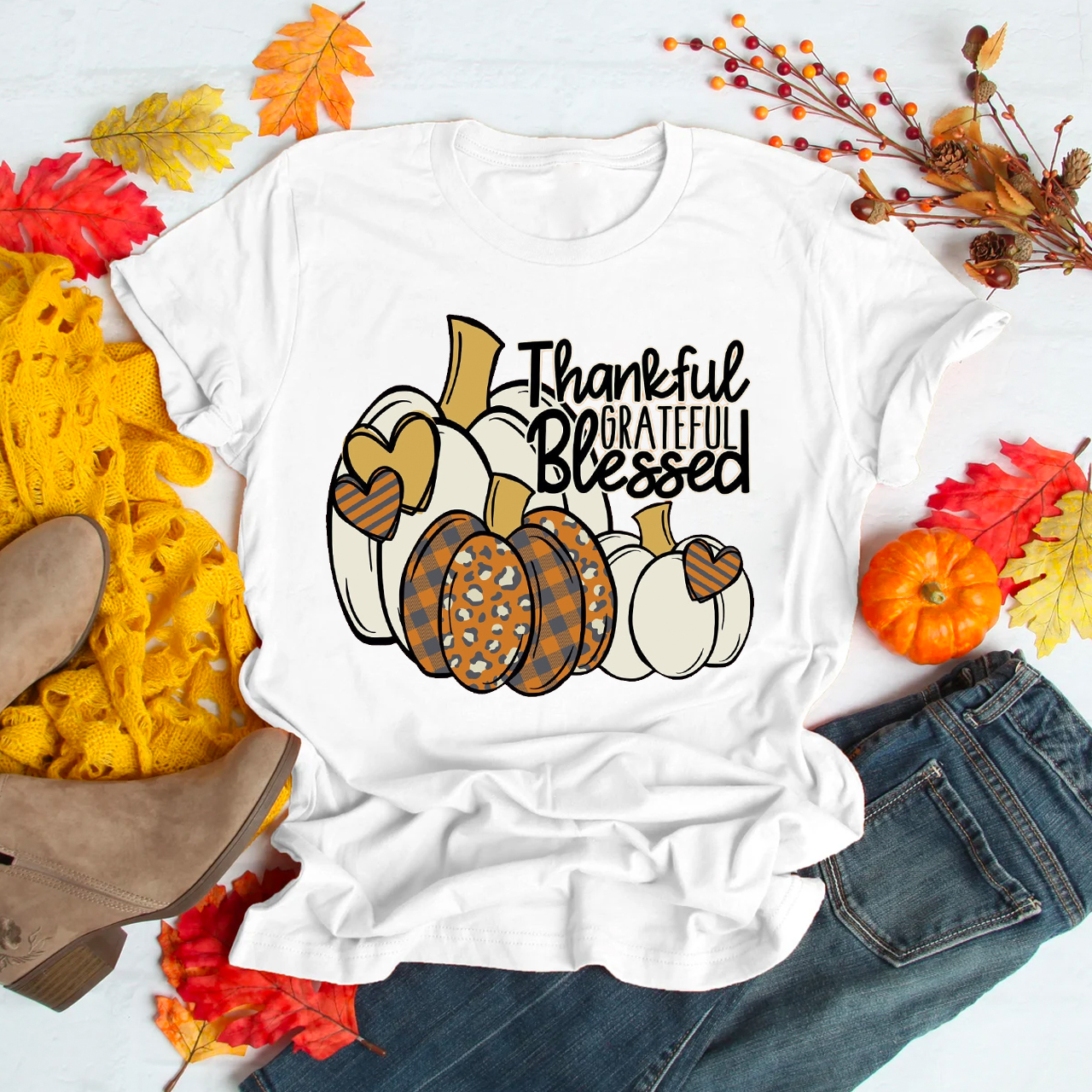 Cheetah Pumpkin Grateful Shirt For Her