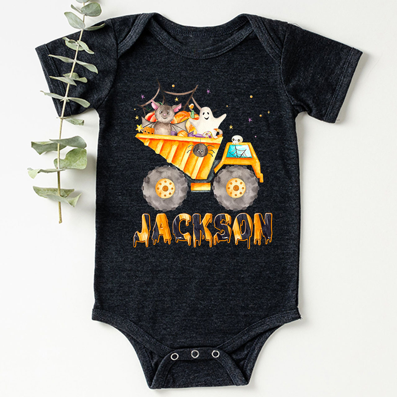 Personalized Dump Truck Halloween Bodysuit For Baby