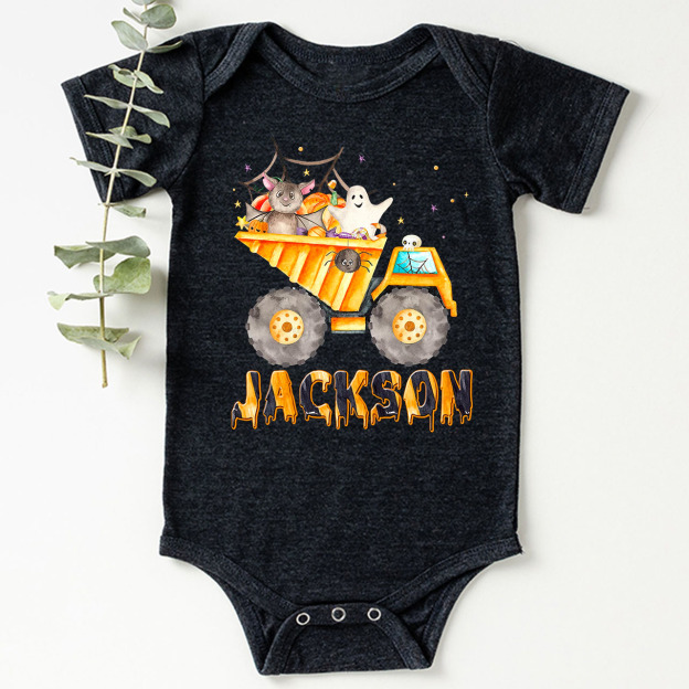 Personalized Dump Truck Halloween Bodysuit For Baby