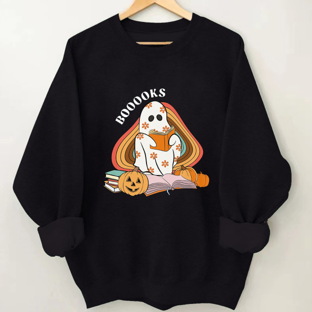 Retro Books Ghost Halloween Sweatshirts