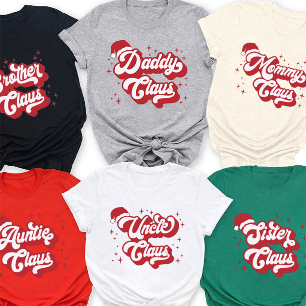 Personalized Retro Family Claus Christmas Group Shirts