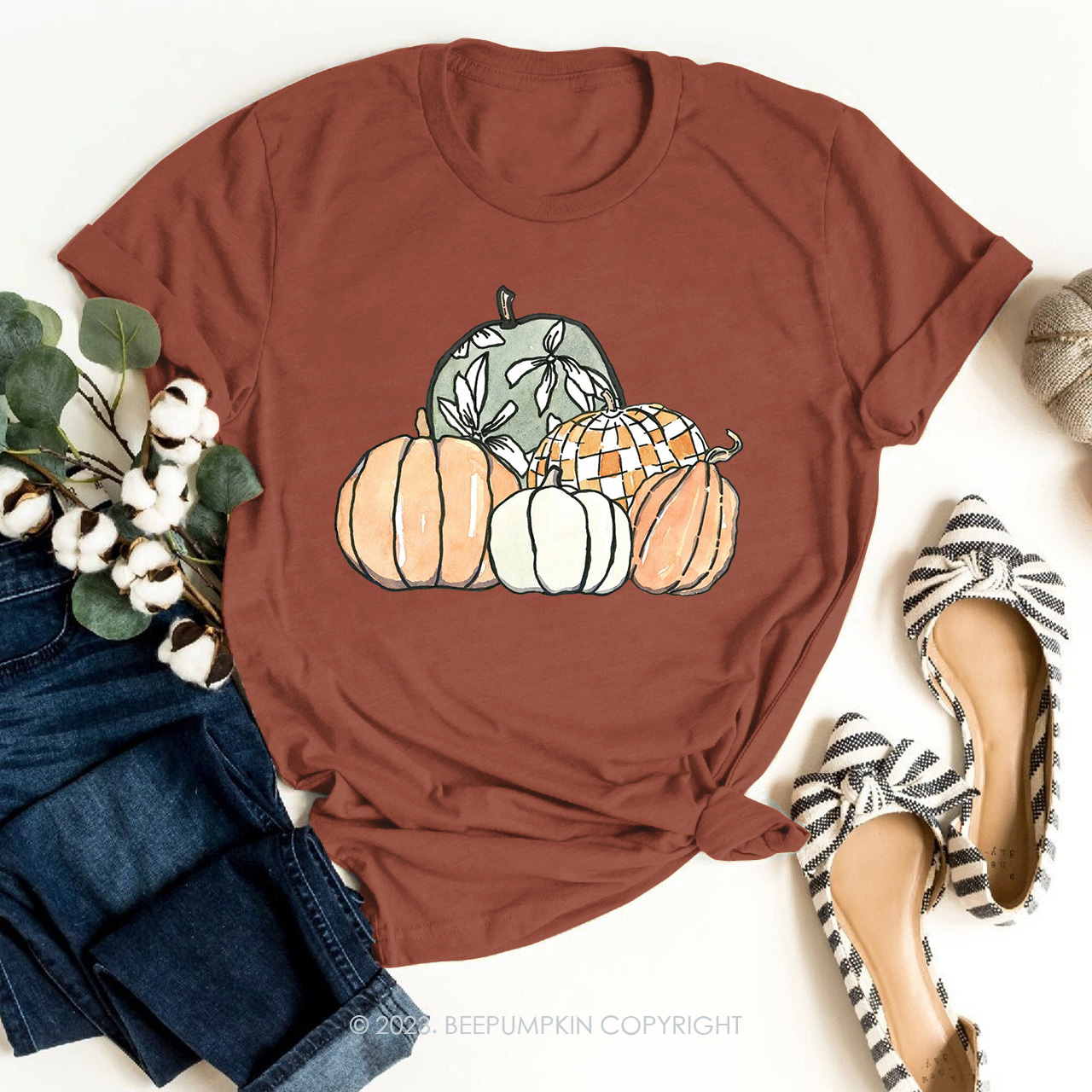 Autumn Fall Shirts-Watercolor Pumpkins