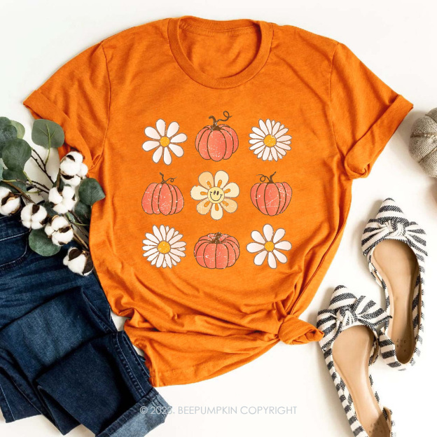 Retro Daisy Fall Pumpkin Shirts
