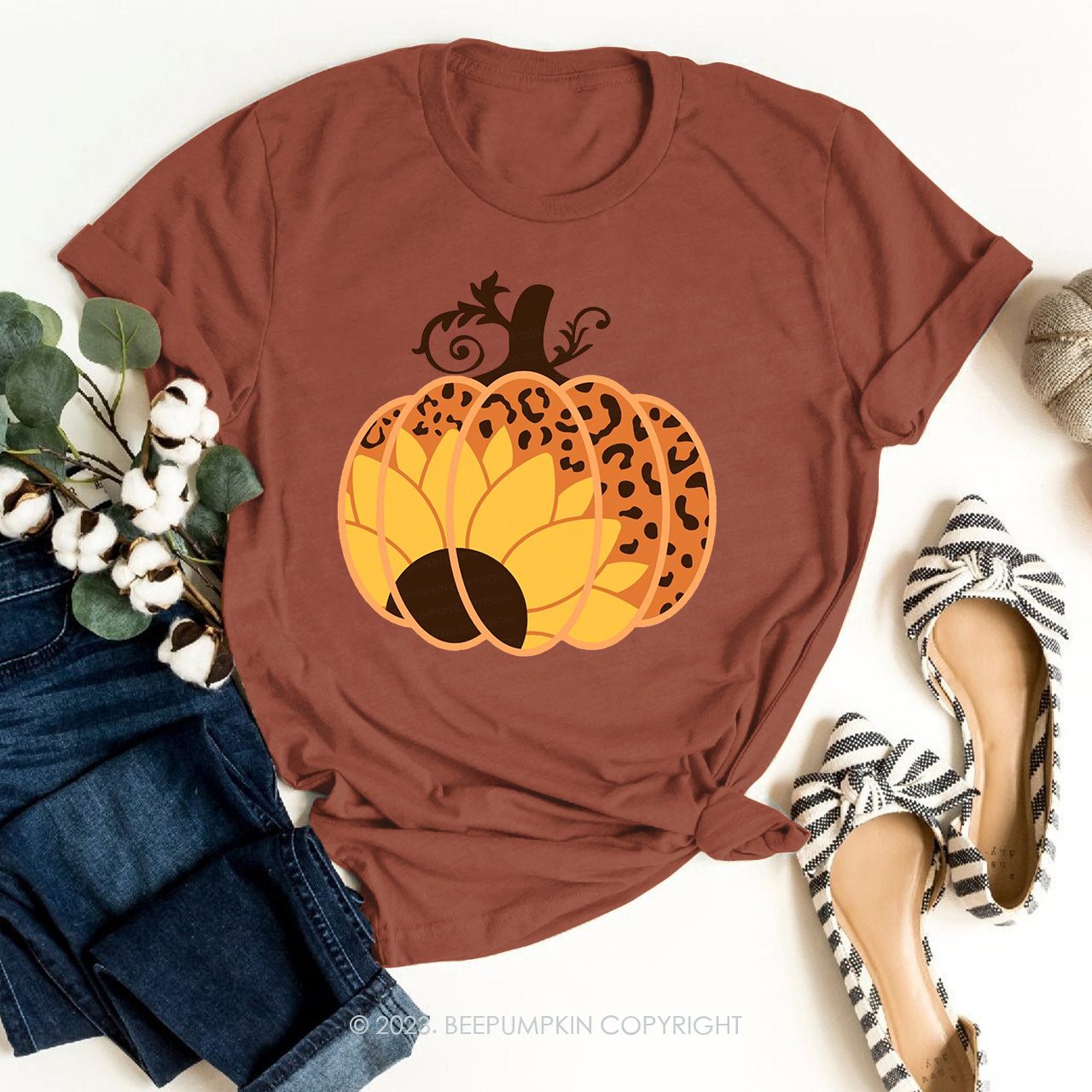 Cheetah Pumpkin Hello Fall Shirts