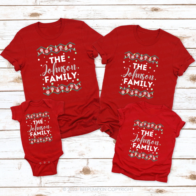 Personalized Snow Light Matching Family Christmas Shirts