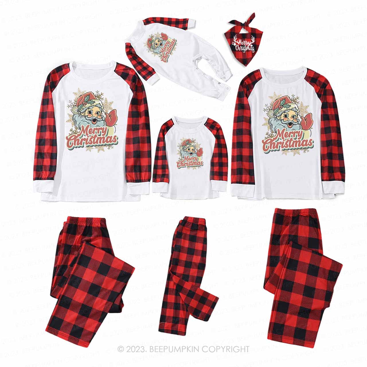 Merry Christmas Vintage Santa Family Matching Pajamas Beepumpkin