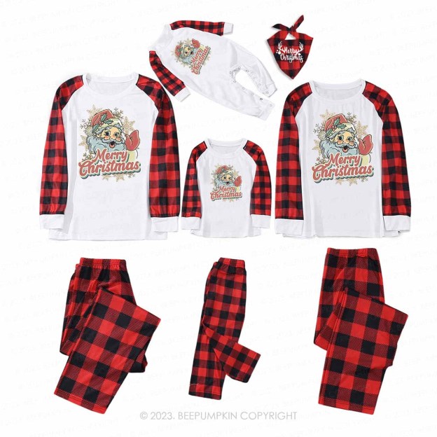 Merry Christmas Vintage Santa Family Matching Pajamas Beepumpkin
