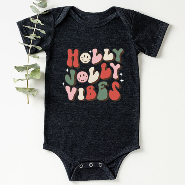 Cute Natural Holly Jolly Vibes Bodysuit For Baby