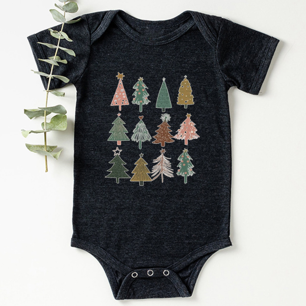 Holiday Natural Christmas Trees Bodysuit For Baby Beepumpkin