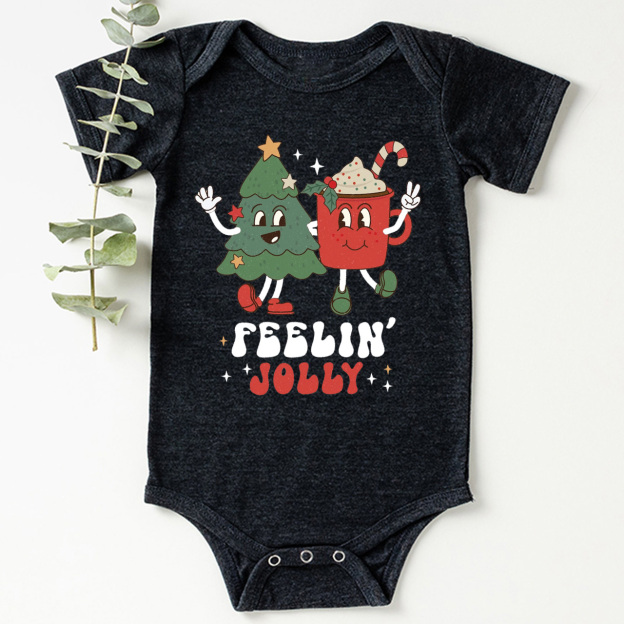 Feelin Jolly Christmas Natural Bodysuit For Baby Beepumpkin