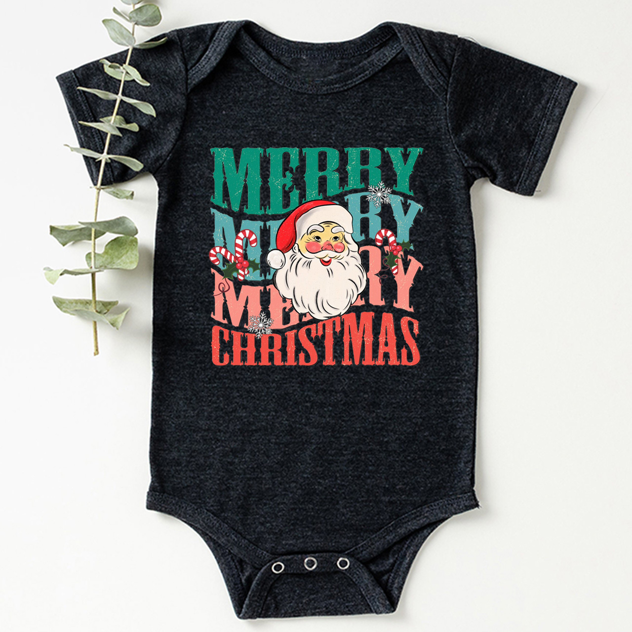 Merry Christmas Cute Santa Natural Bodysuit For Baby Beepumpkin