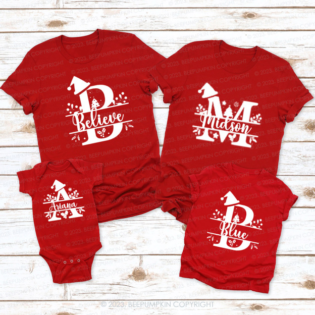 Christmas Monogram Family Matching Shirts Beepumpkin