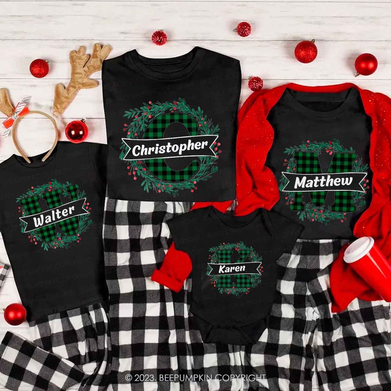 Monogrammed Christmas Family Matching Shirts Beepumpkin